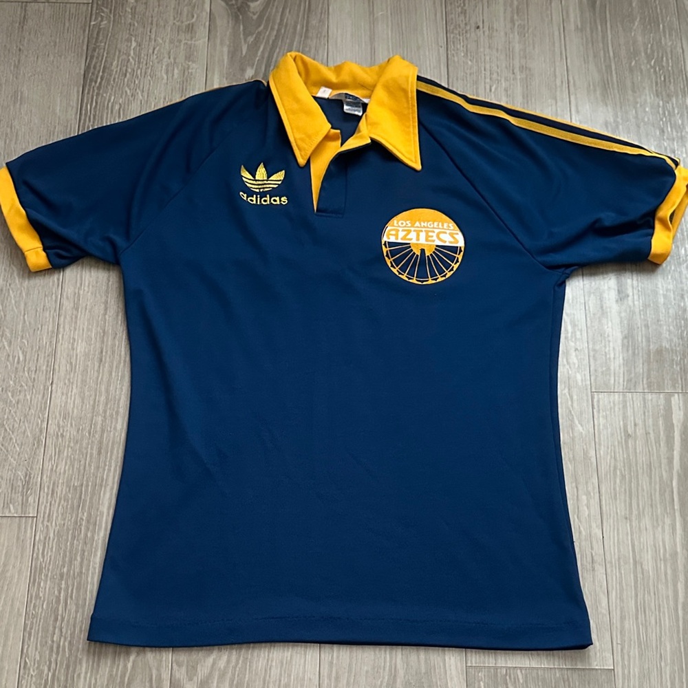 Adidas Navy and Gold Aztecs Polo Shirt